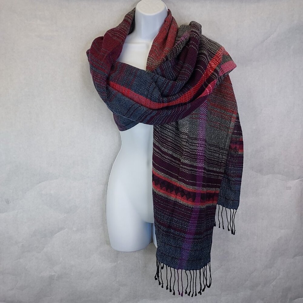 Ahujasons Wrap Shawl Blanket Scarf Plaid Elegant Tassle Wool Preppy Luxury 38x82